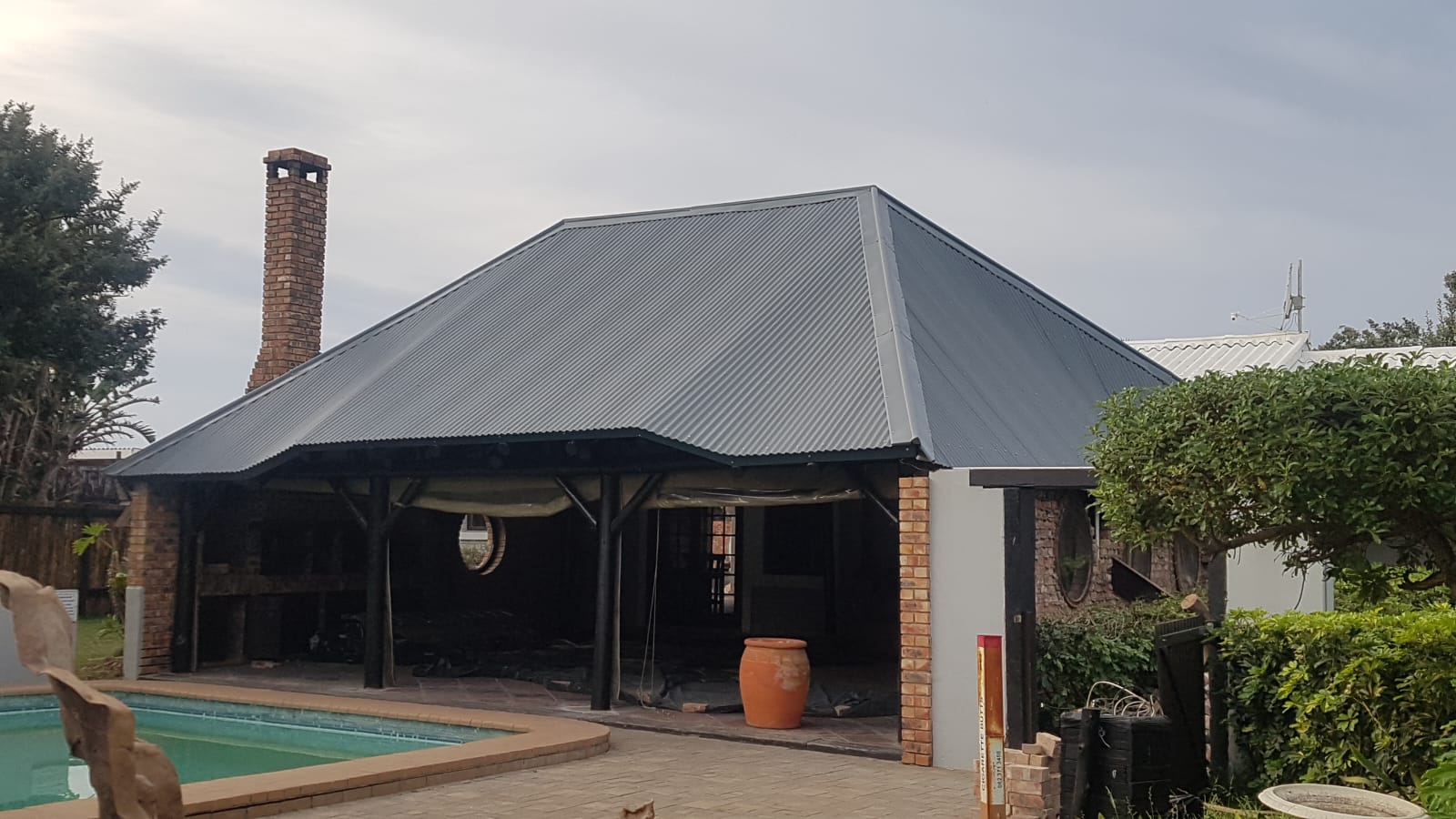 Thatch Roof Coverted to Metal sheeting